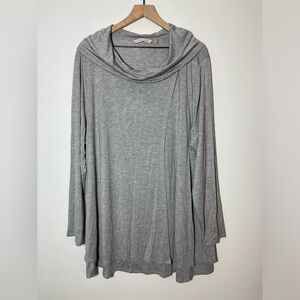Soft Surroundings Gray Cowl Neck Tunic Top Long Sleeve Blouse Size 3X Rayon